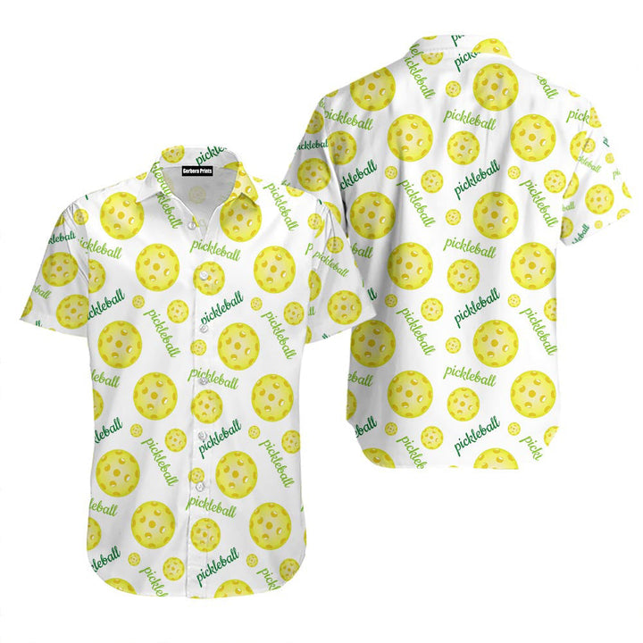 Bright Yellow Pickleball Balls Pattern Aloha Hawaiian Shirt