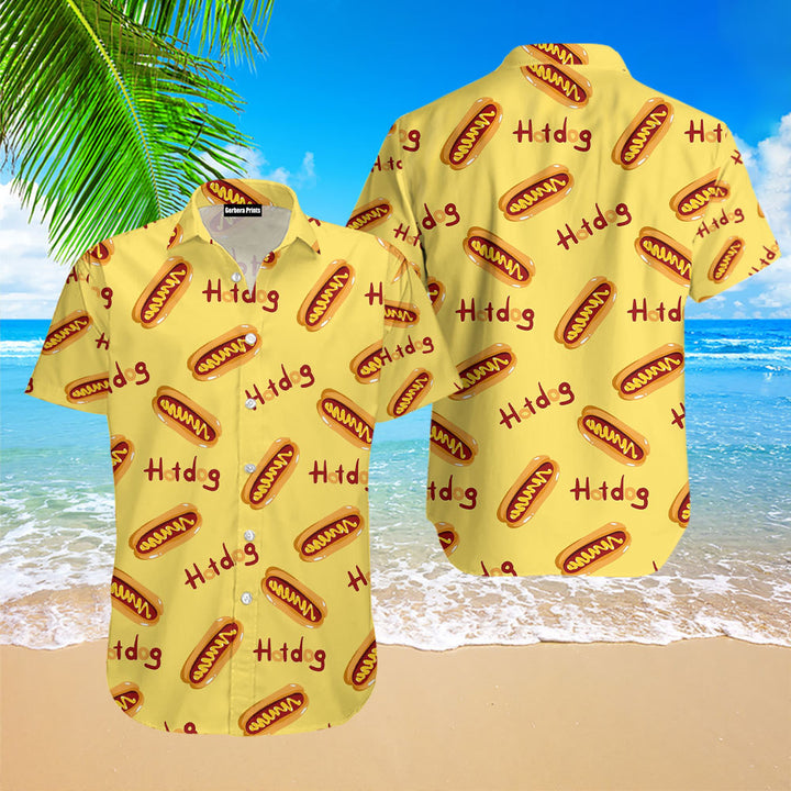 Hot Dog Mustard Yellow Hawaiian Shirt