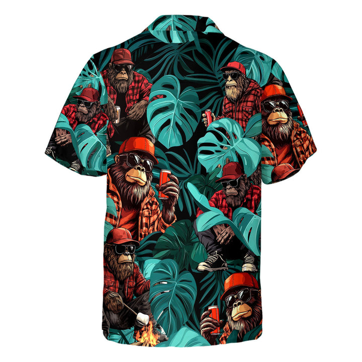 Bigfoot Tropical Green Palm Leaves Shirt Hawaiian Shirt 