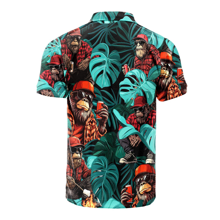 Bigfoot Tropical Green Palm Leaves Polo Shirt For Men