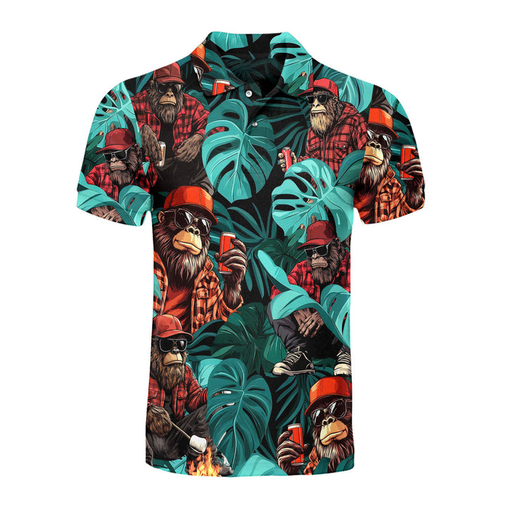 Bigfoot Tropical Green Palm Leaves Polo Shirt For Men