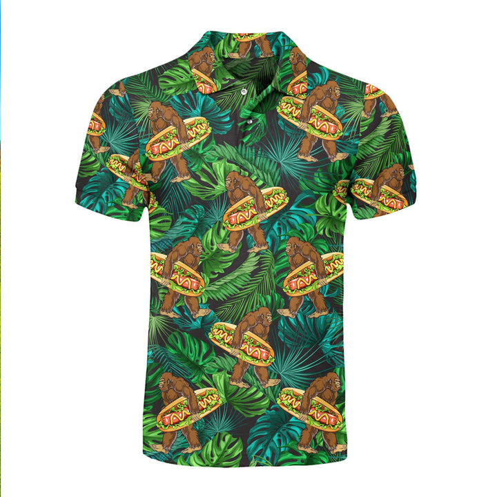 Bigfoot Love Eating Hot Dog Polo Shirt For Men