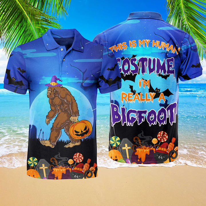 This Is My Human Costume I'm Really Bigfoot Polo Shirt For Men