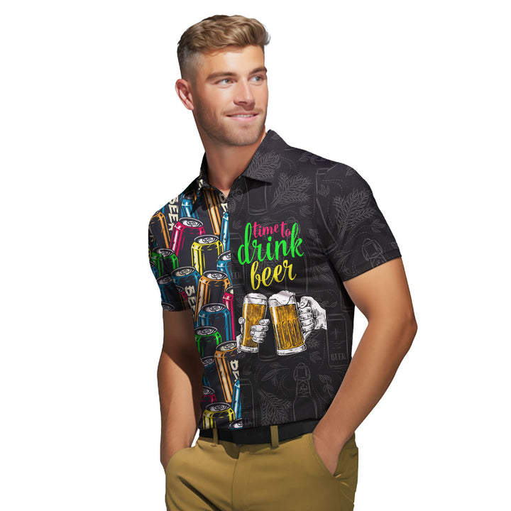 Time To Drink Beer Colorful Oktoberfest Polo Shirt For Men