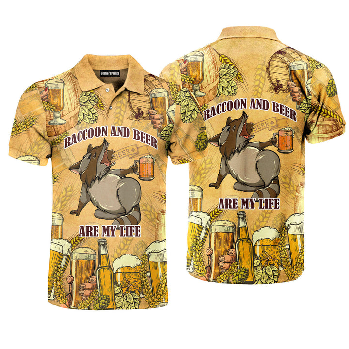 Oktoberfest Raccoon And Beer Are My Life Polo Shirt For Men 