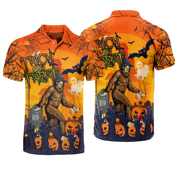 Halloween Bigfoot Trick Or Treat Polo Shirt For Men