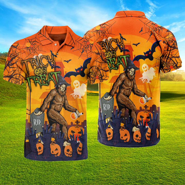 Halloween Bigfoot Trick Or Treat Polo Shirt For Men