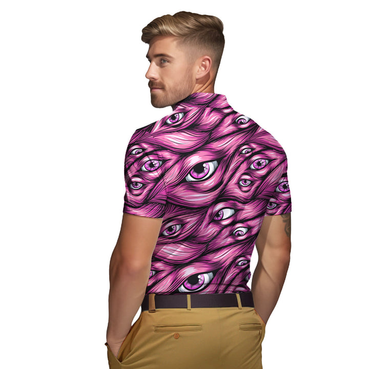 Halloween Pinky Scary Eyes Polo Shirt For Men