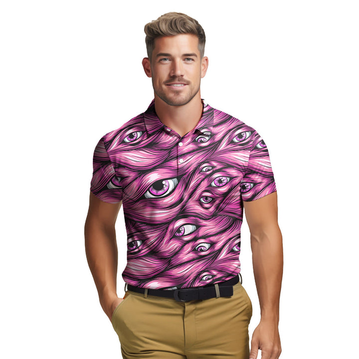 Halloween Pinky Scary Eyes Polo Shirt For Men