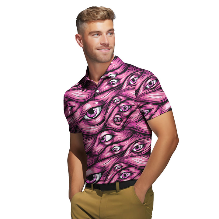 Halloween Pinky Scary Eyes Polo Shirt For Men