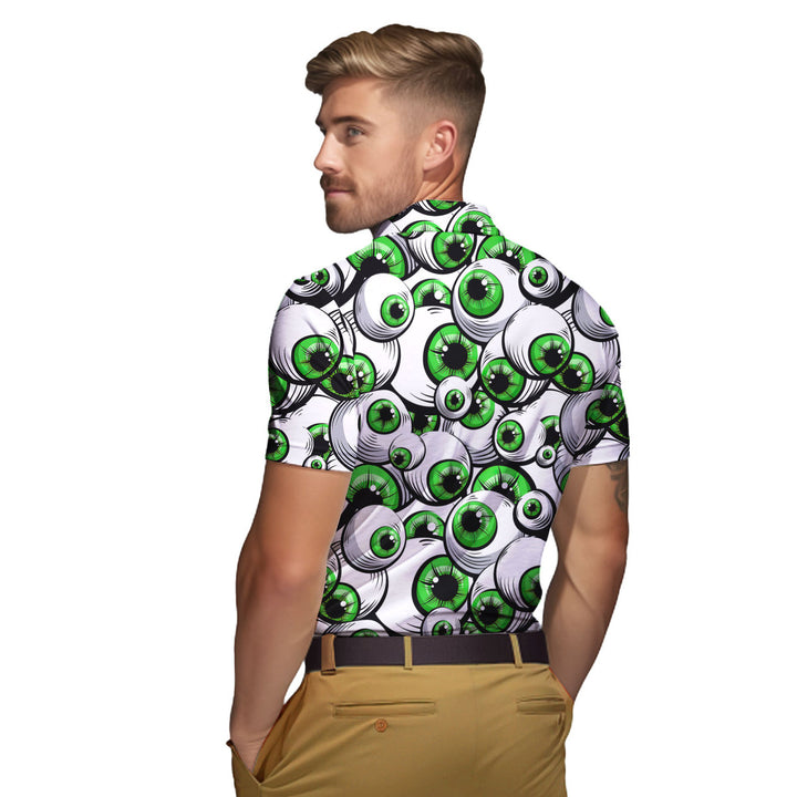 Halloween Greeny Scary Eyes Polo Shirt For Men