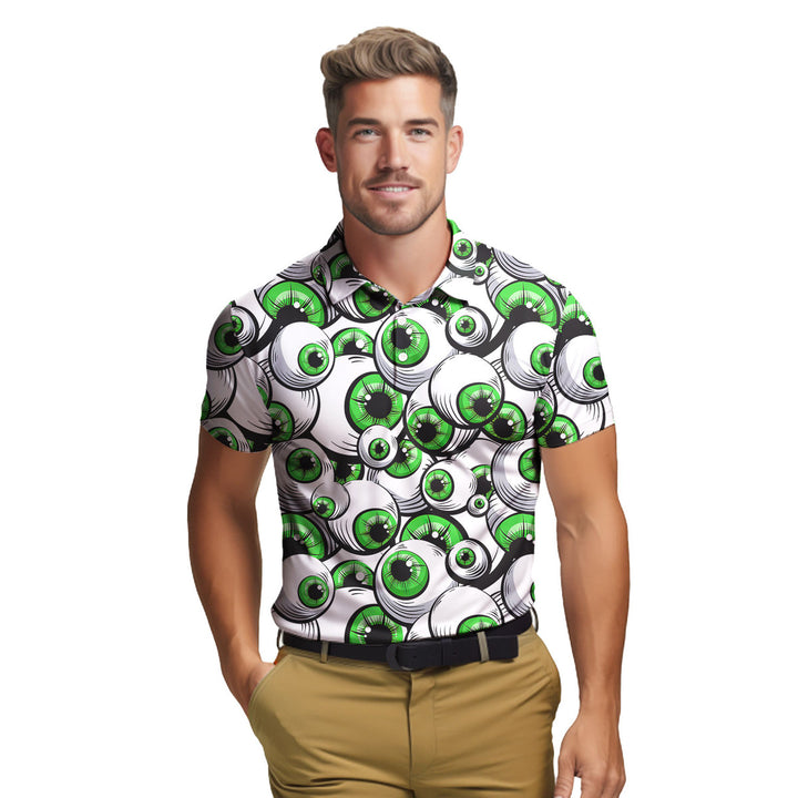 Halloween Greeny Scary Eyes Polo Shirt For Men