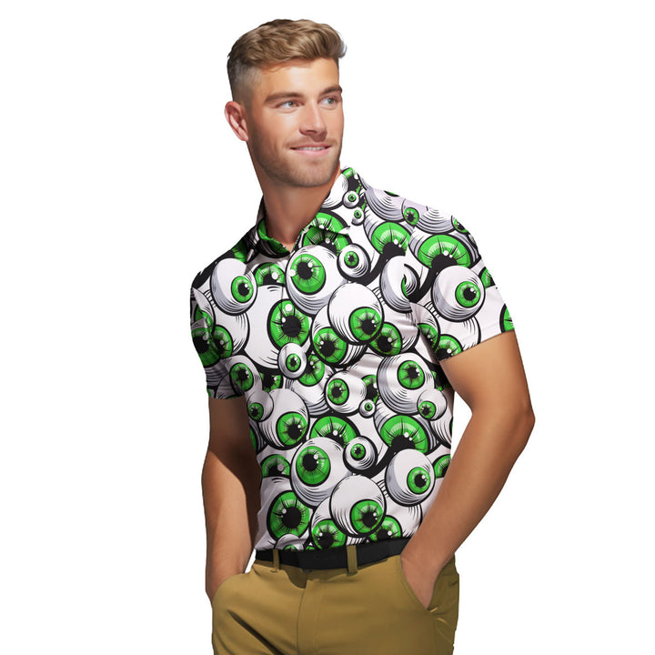 Halloween Greeny Scary Eyes Polo Shirt For Men