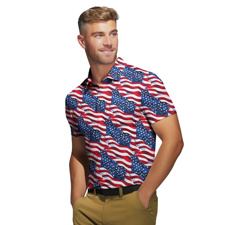 American Flag 4th of July Polo Shirt For Men – Gerbera Prints