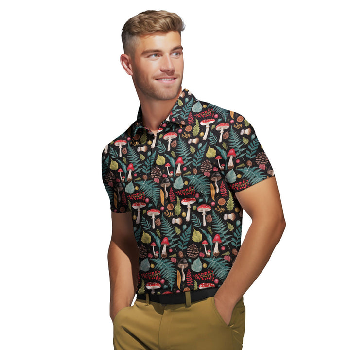 Vintage Mushroom Polo Shirt For Men 