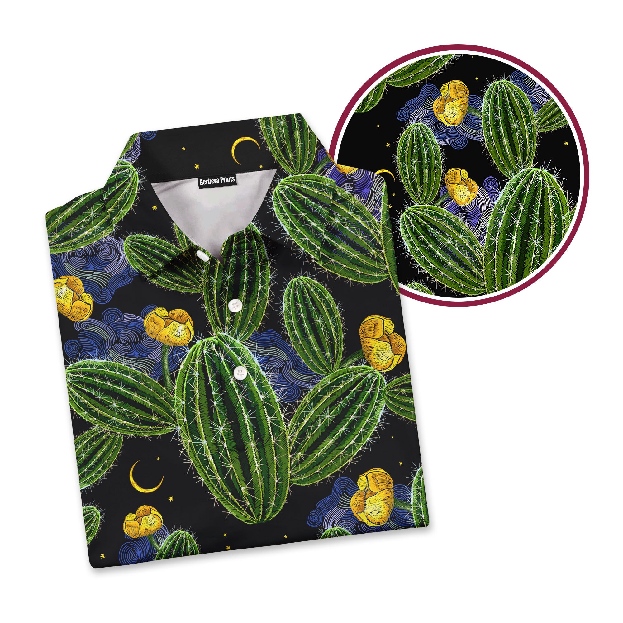 Cactus Desert Drives - Golf Polo Shirt-Polo Shirt For Men-Gerbera Prints