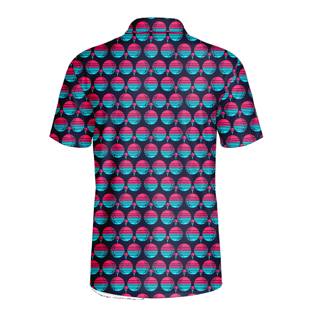 Synthwave Bogey Sun Polo Shirt For Men - Back