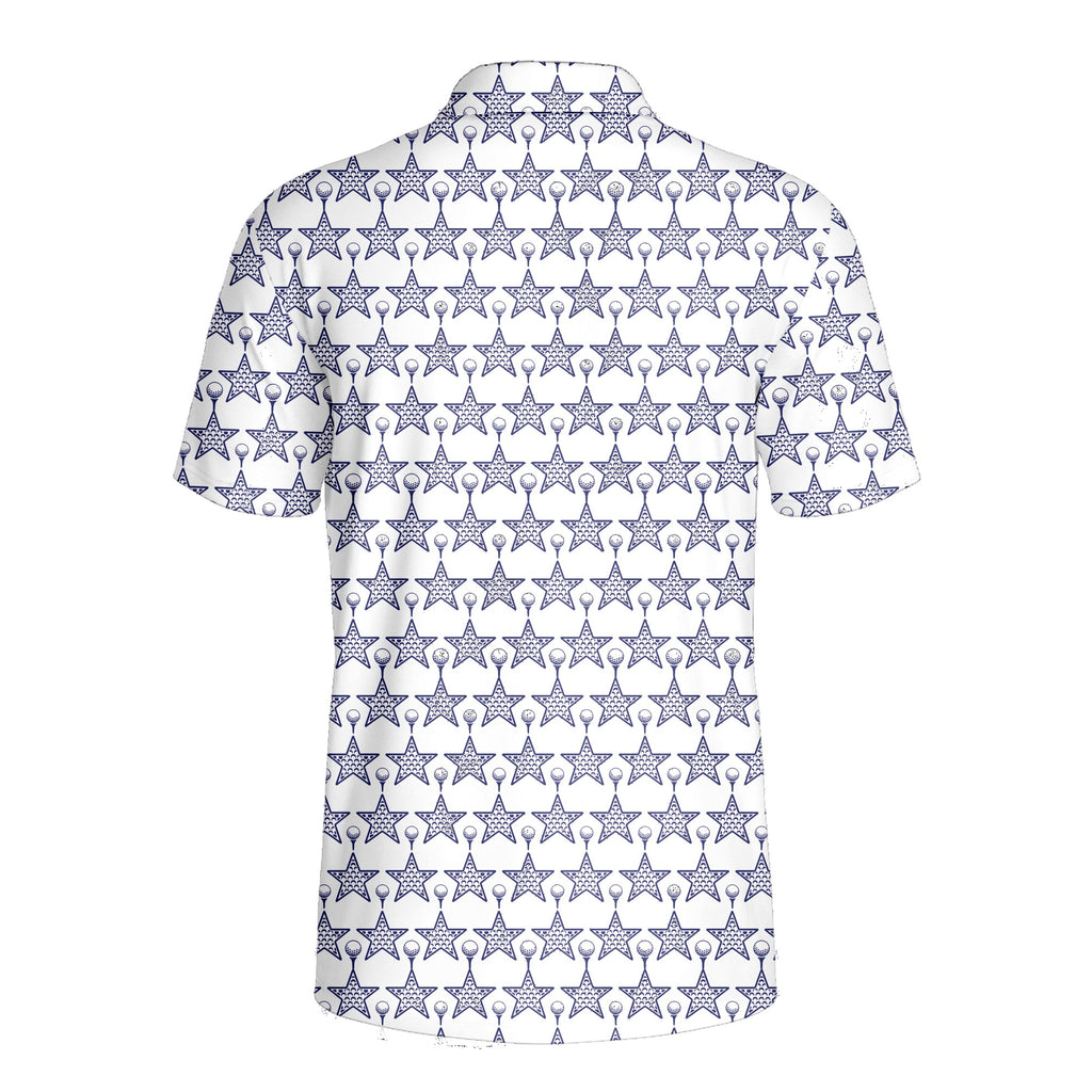 Dimple Star Flag Polo Shirt For Men - Back