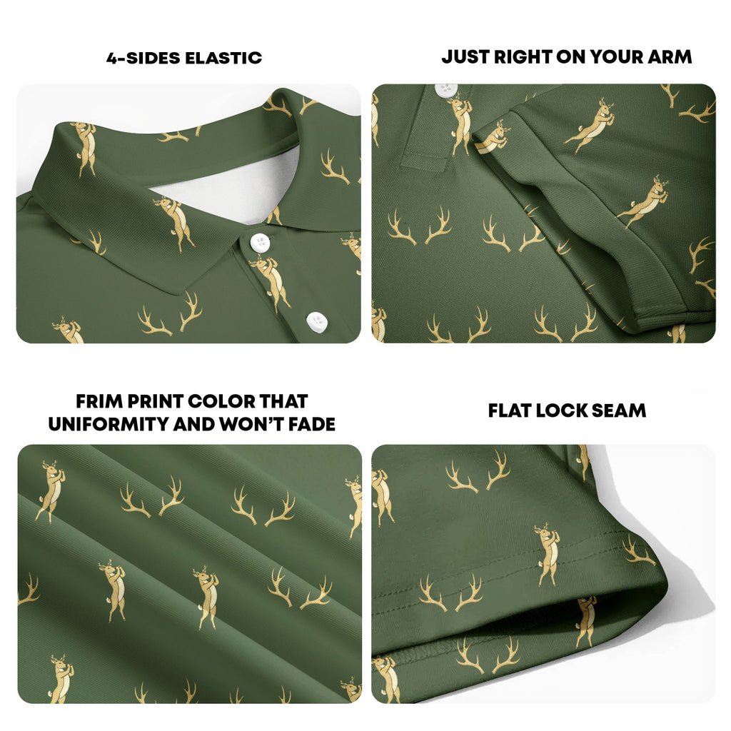 Buck Season Birdie Polo Shirt For Men - Fabric Detail