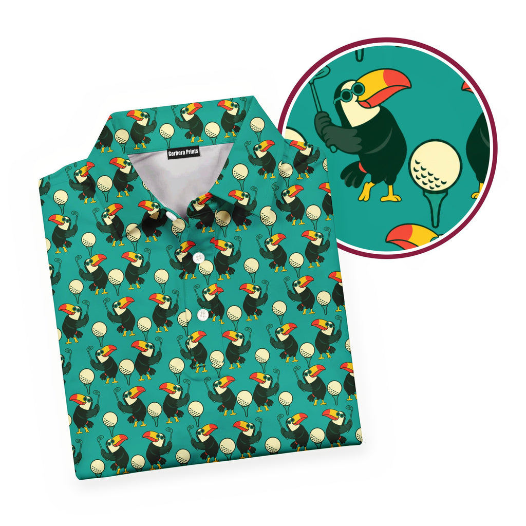 Toucan Tee Time Polo Shirt For Men - Folded