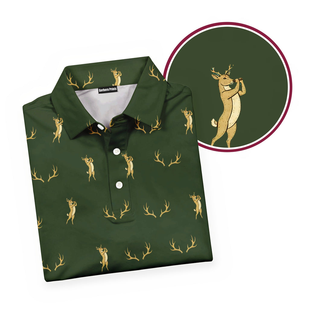 Buck Season Birdie Polo Shirt For Men - Folded
