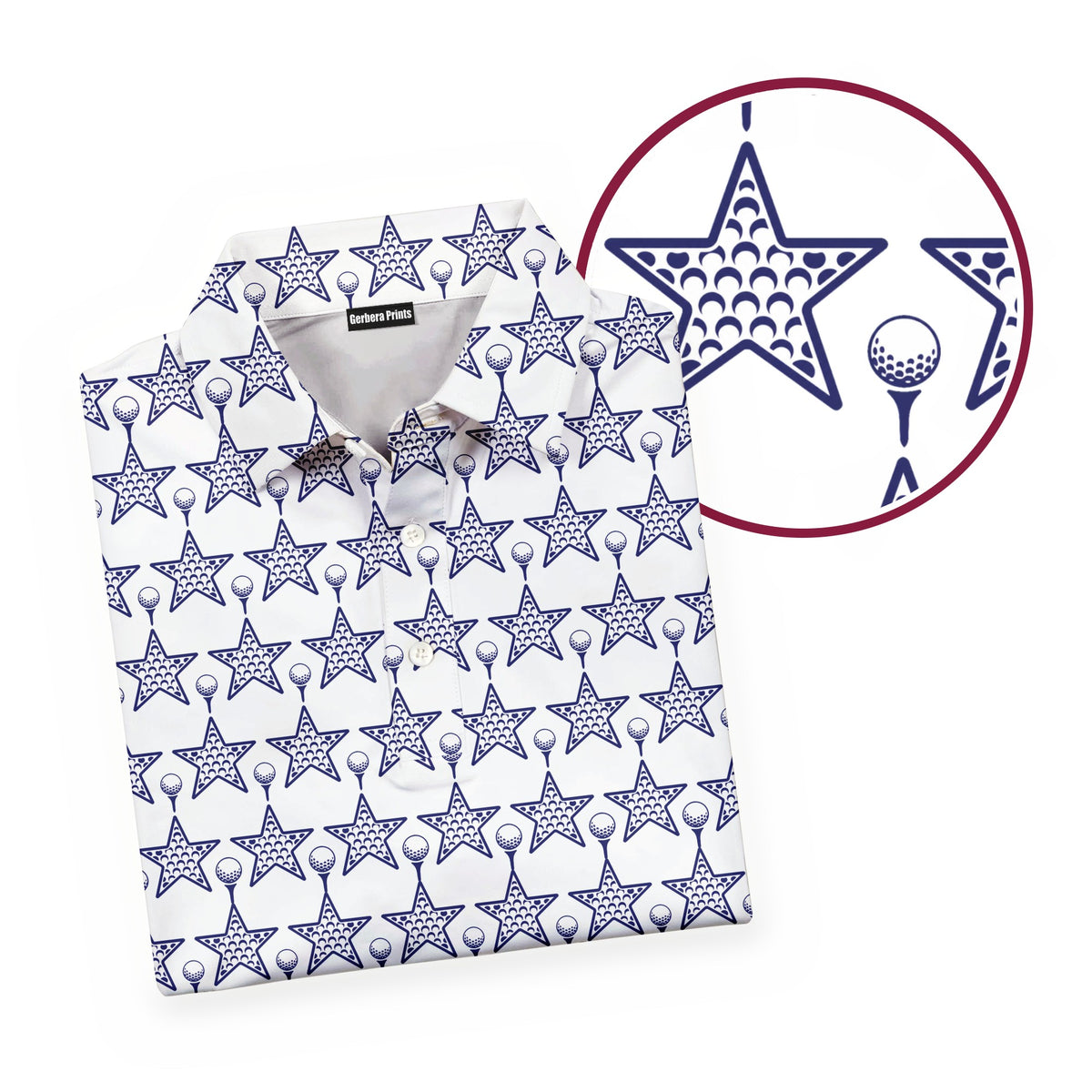 Dimple Star Flag Polo Shirt For Men - Folded