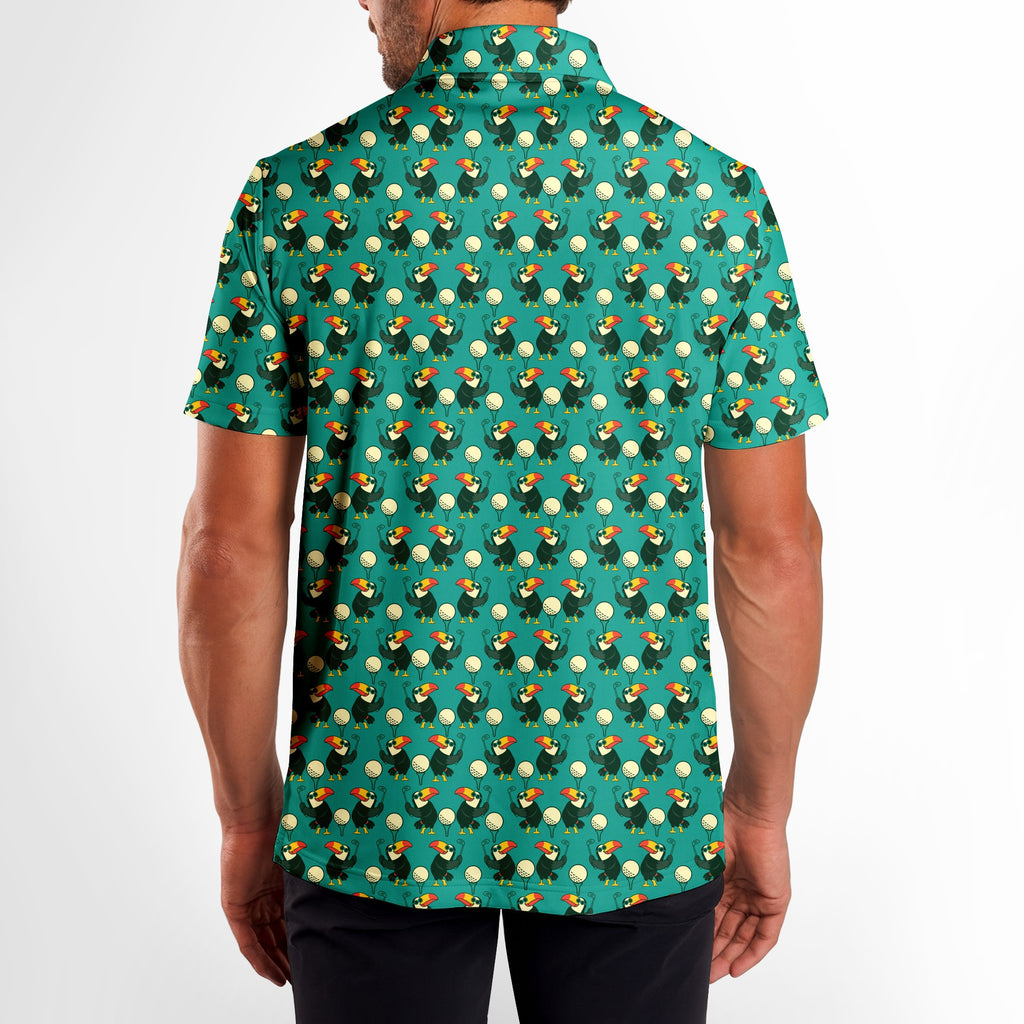 Toucan Tee Time Polo Shirt For Men - Model Back