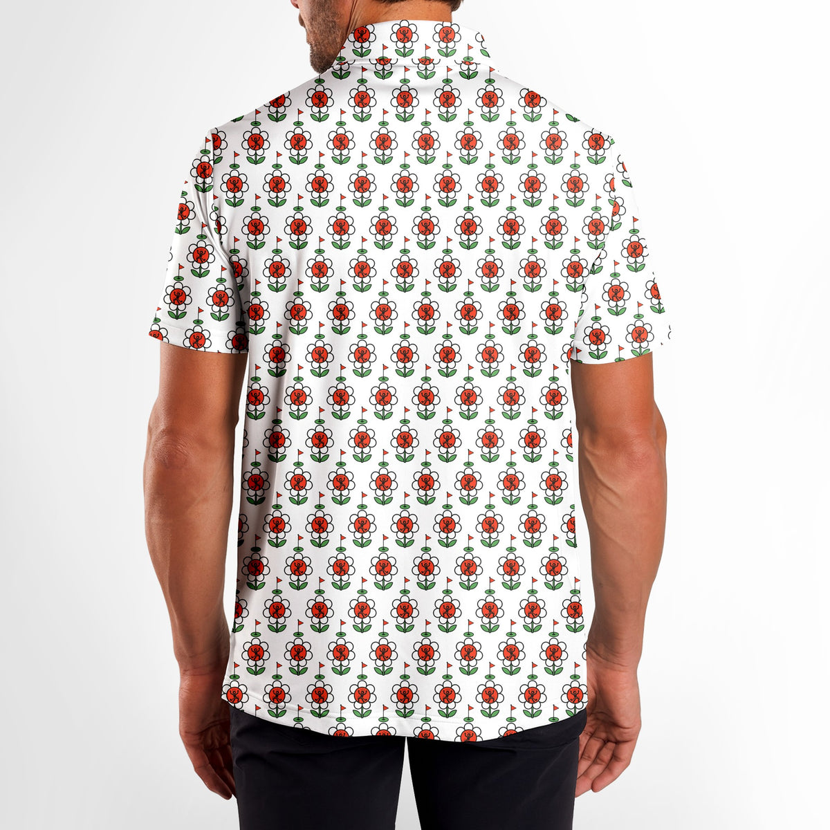 Rage In Bloom Polo Shirt For Men - Model Back