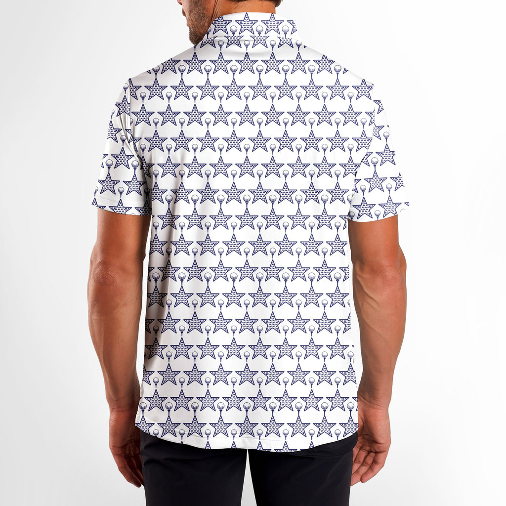 Dimple Star Flag Polo Shirt For Men - Model Back