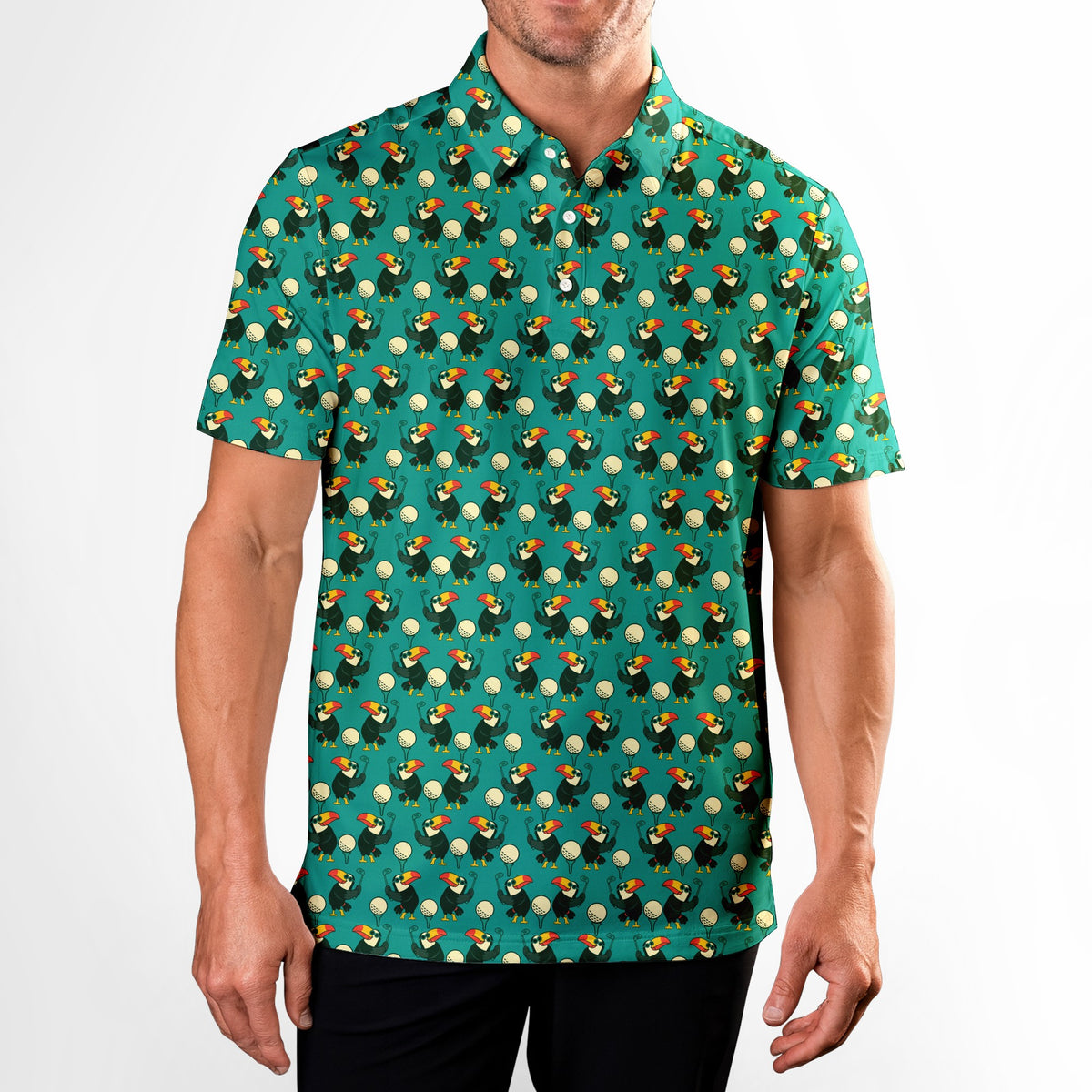 Toucan Tee Time Polo Shirt For Men - Model Front