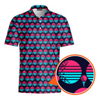 Synthwave Bogey Sun Polo Shirt For Men - Detail Close-up