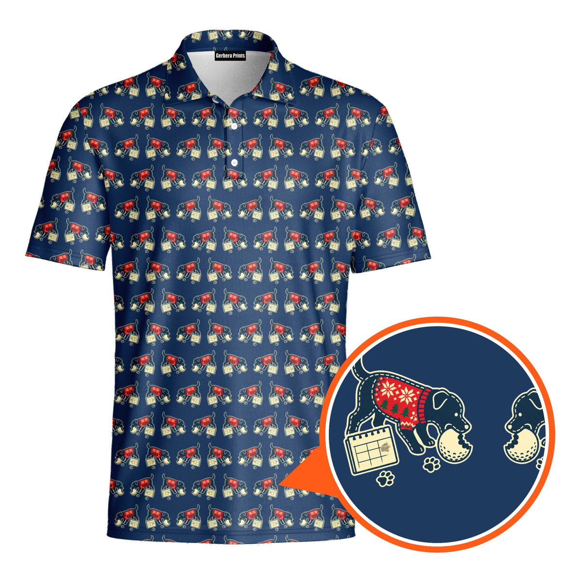 Mulligan Hound Polo Shirt For Men - Detail Close-up