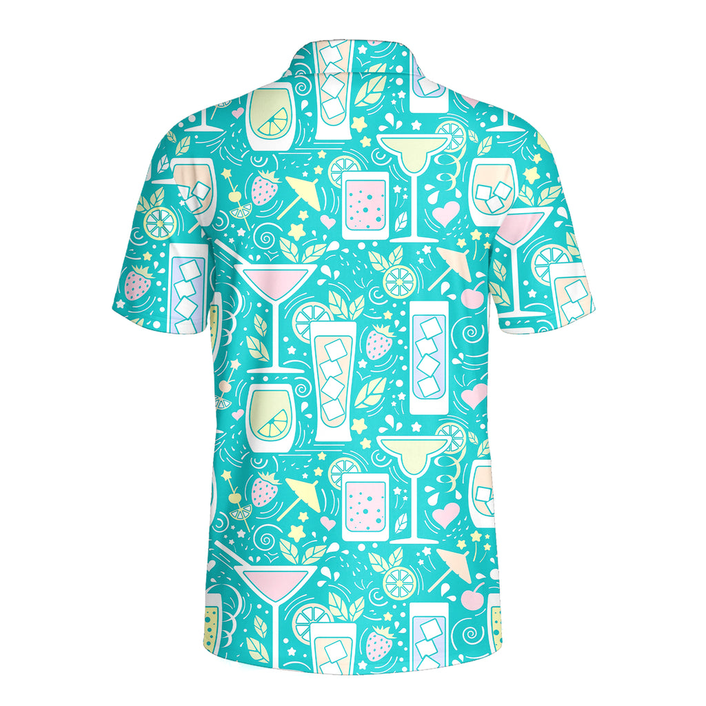 Cocktails Hello Summer Funny Golf Polo for Men - Back