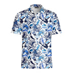Life Of Ocean With Whales Crabs And Lobsters Funny Golf Polo for Men - Front