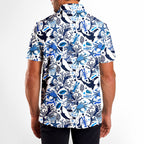 Life Of Ocean With Whales Crabs And Lobsters Funny Golf Polo for Men - Model Back