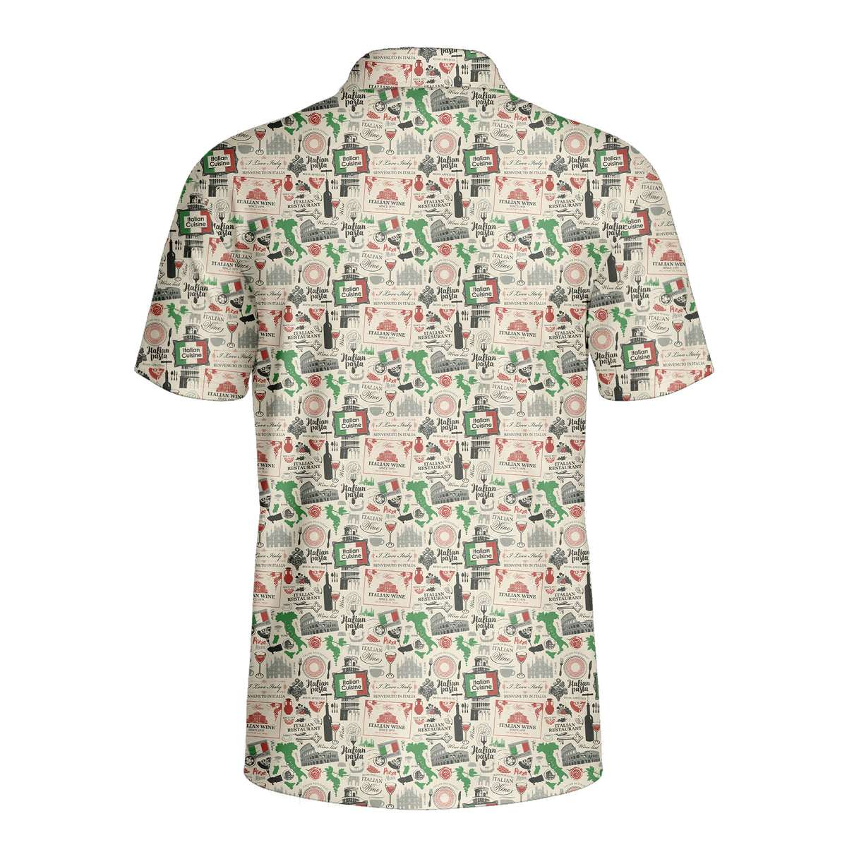 Italian Flag In Retro Style Funny Golf Polo for Men - Back