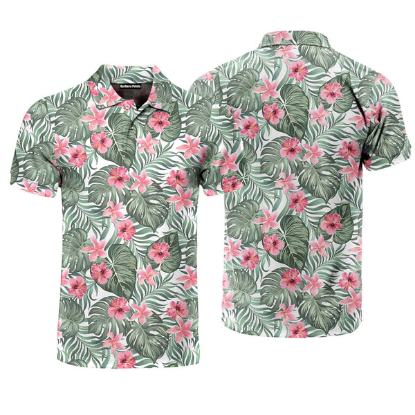 Vintage Tropical Palm Leaves Flowers Polo Shirt For Men