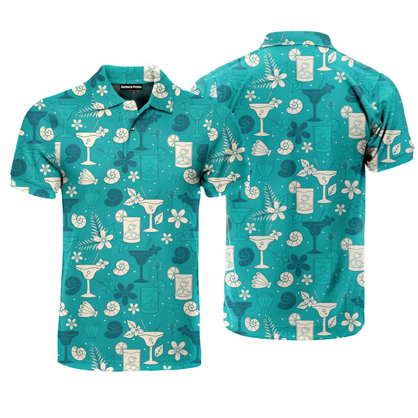 Margarita Gift for Drinking Lovers, Drinkers Tropical Blue Cocktails Margarita Polo Shirt For Men