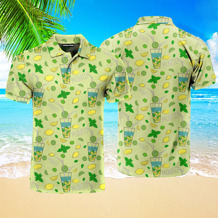Margarita Mojito Gift for Drinking Lovers, Drinkers Mojito Cocktail Lemon Green Polo Shirt For Men