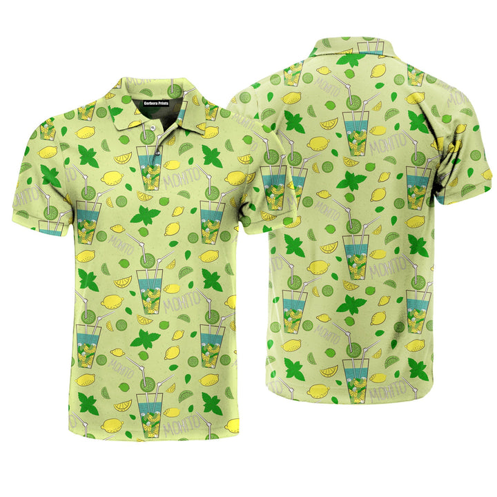 Margarita Mojito Gift for Drinking Lovers, Drinkers Mojito Cocktail Lemon Green Polo Shirt For Men