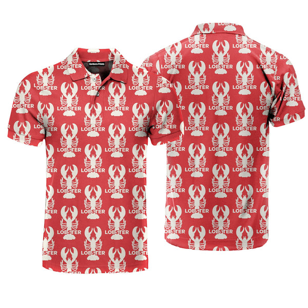 Lobster Gift for Seafood Lovers, Lobster Lovers Red Lobsters Crawfish Polo Shirt For Men