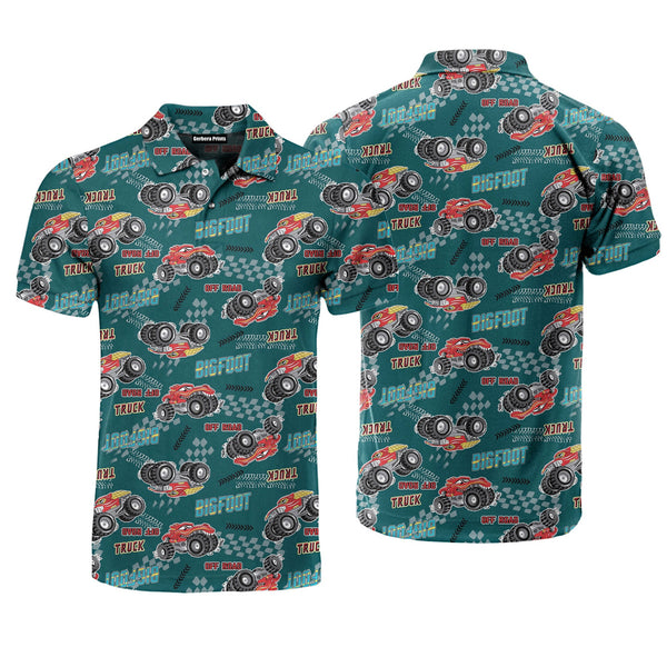 Monster Truck Gift for Car Lovers Off Road Truck Polo Shirt For Men