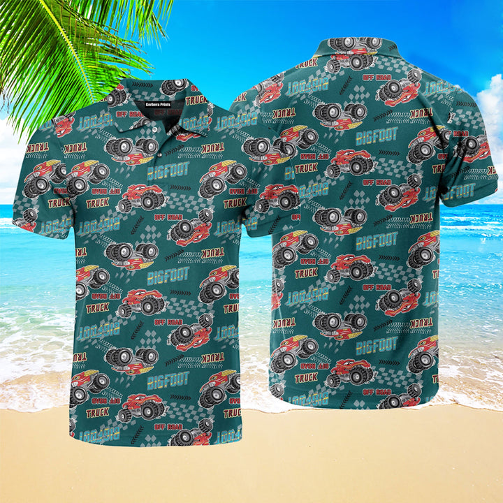 Monster Truck Gift for Car Lovers Off Road Truck Polo Shirt For Men