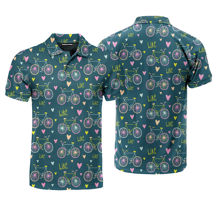 Bikes And Hearts Cute Bicycles Polo Shirt For Men