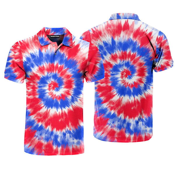 Independence Day 4th Of July Tie Dye American Flag Polo Shirt For Men