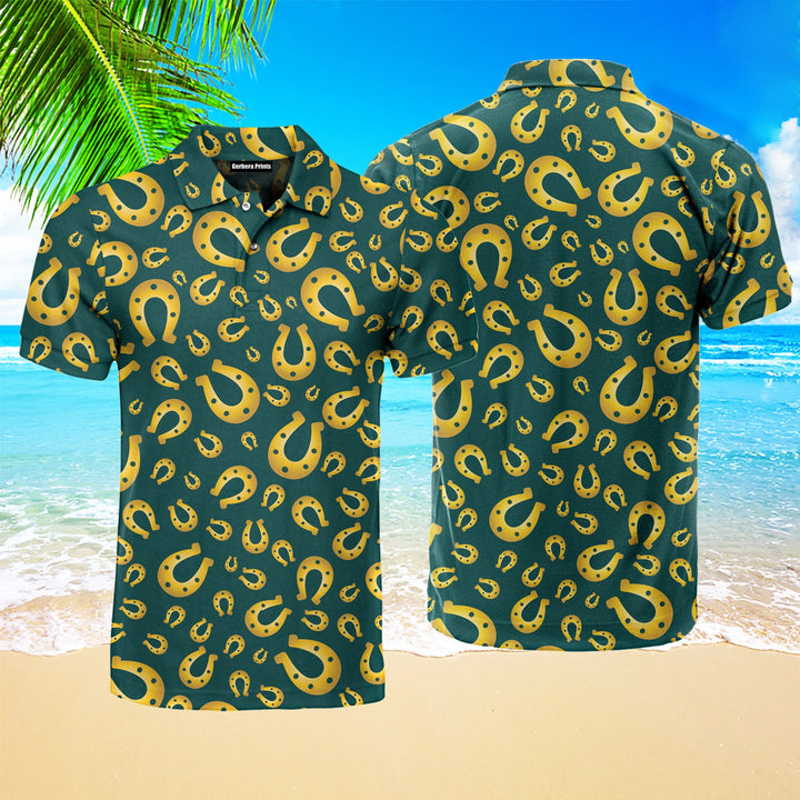 Kentucky Derby Day Lucky Horseshoe Polo Shirt For Men