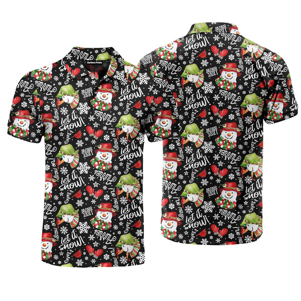 Let It Snow Santa Black Polo Shirt For Men