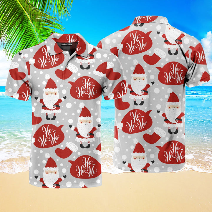 Ho's Santa Red Christmas Polo Shirt For Men