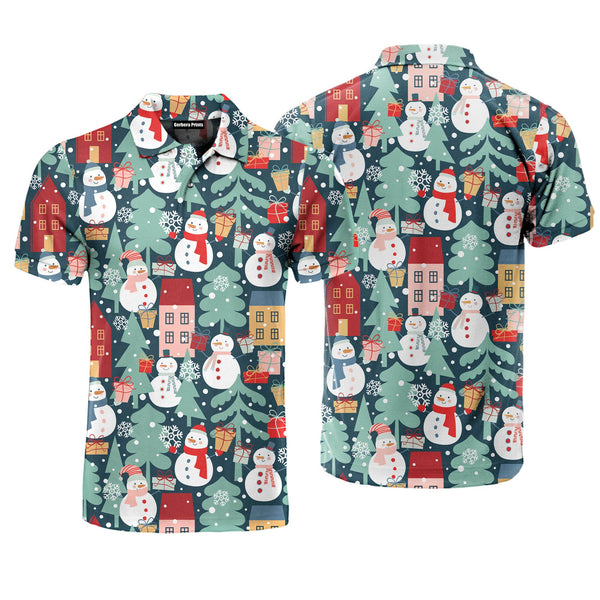 Sweet Winter Christmas Snowmen Polo Shirt For Men