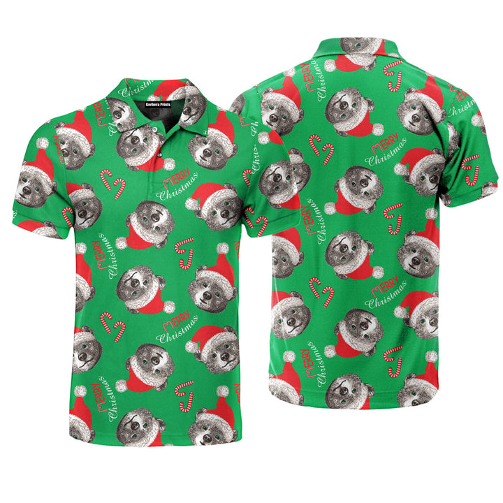 Christmas Bear Santa Holly Jolly Xmas Polo Shirt For Men
